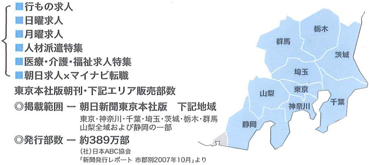 朝日求人の掲載エリア